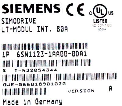 Siemens 6SN1123-1AA00-0DA1 label image