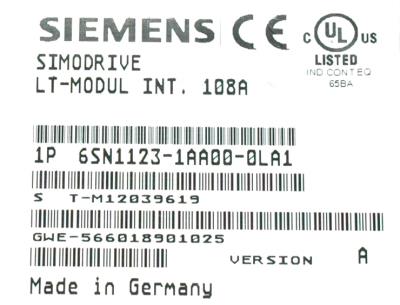 Siemens 6SN1123-1AA00-0LA1 label image