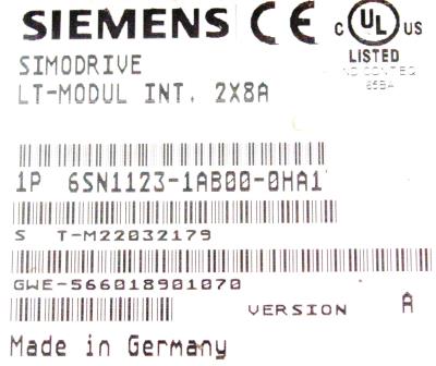 Siemens 6SN1123-1AB00-0HA1 label image