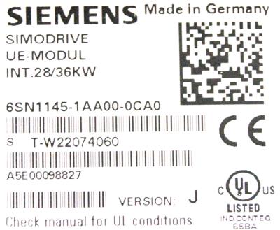 Siemens 6SN1145-1AA00-0CA0 label image