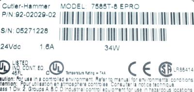 Cutler-Hammer 7585T-8 label image
