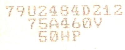 P-H Harnischfeger 79U2484D212 label image