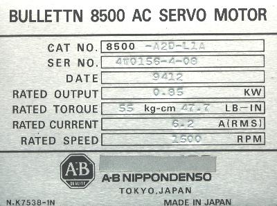 A-B NIPPONDENSO 8500-A2D-L1A label image
