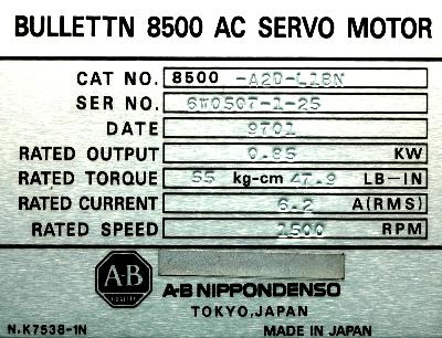 A-B NIPPONDENSO 8500-A2D-L1BN label image