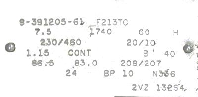 Magnetek 9-391205-61 label image