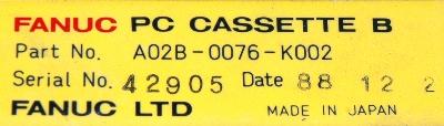 Fanuc A02B-0076-K002 label image