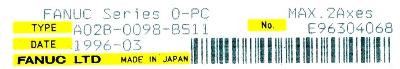 Fanuc A02B-0098-B511 label image