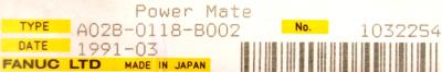 Fanuc A02B-0118-B002 label image