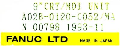 Fanuc A02B-0120-C052-MA label image