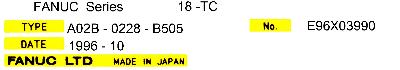 Fanuc A02B-0228-B505 label image