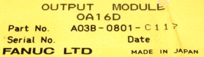 Fanuc A03B-0801-C117 label image