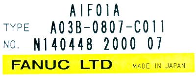 Fanuc A03B-0807-C011 label image