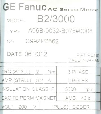 Fanuc A06B-0032-B075-0008 label image