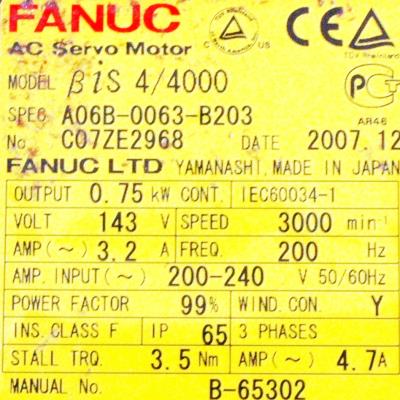 New Refurbished Exchange Repair  Fanuc Motors-AC Servo A06B-0063-B203 Precision Zone