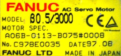 New Refurbished Exchange Repair  Fanuc Motors-AC Servo A06B-0113-B075-0008 Precision Zone