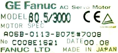 New Refurbished Exchange Repair  Fanuc Motors-AC Servo A06B-0113-B075-7008 Precision Zone