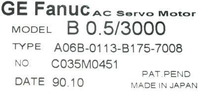 Fanuc A06B-0113-B175-7008 label image