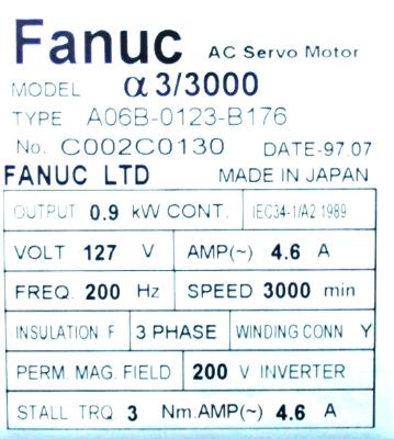 Fanuc A06B-0123-B176 label image