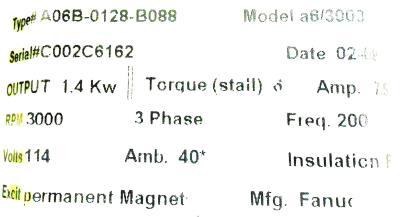 New Refurbished Exchange Repair  Fanuc Motors-AC Servo A06B-0128-B088 Precision Zone