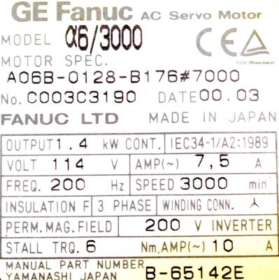 Fanuc A06B-0128-B176-7000 label image