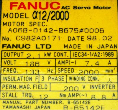 New Refurbished Exchange Repair  Fanuc Motors-AC Servo A06B-0142-B676-0006 Precision Zone