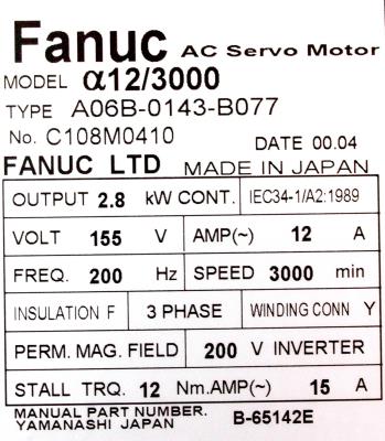 Fanuc A06B-0143-B077 label image