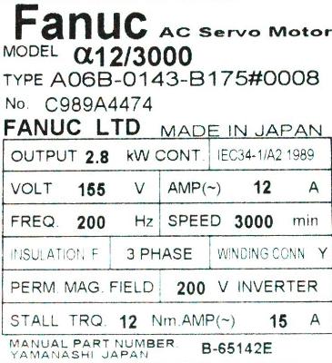 Fanuc A06B-0143-B175-0008 label image