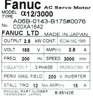 Fanuc A06B-0143-B175-0076 label image