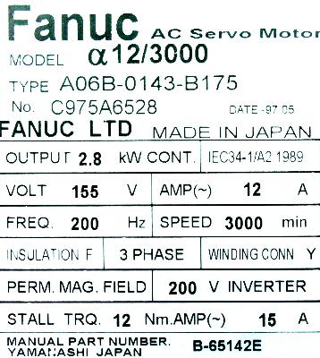 Fanuc A06B-0143-B175 label image