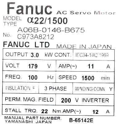 Fanuc A06B-0146-B675 label image