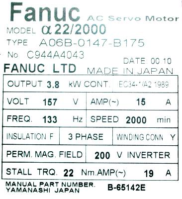 Fanuc A06B-0147-B175-R label image