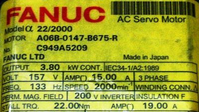 New Refurbished Exchange Repair  Fanuc Motors-AC Servo A06B-0147-B675-R Precision Zone