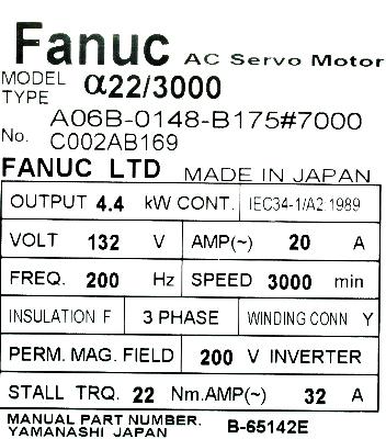 Fanuc A06B-0148-B175-7000 label image