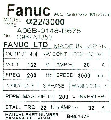 Fanuc A06B-0148-B675 label image
