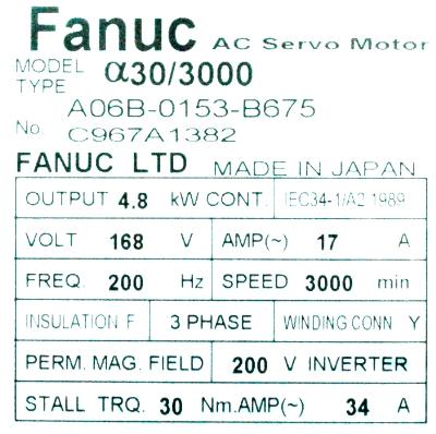Fanuc A06B-0153-B675 label image