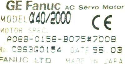 New Refurbished Exchange Repair  Fanuc Motors-AC Servo A06B-0158-B075-7008 Precision Zone