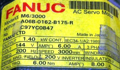 New Refurbished Exchange Repair  Fanuc Motors-AC Servo A06B-0162-B175-R Precision Zone