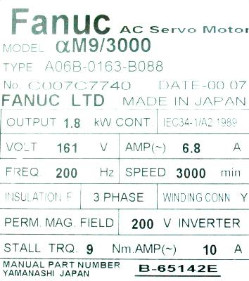 Fanuc A06B-0163-B088 label image