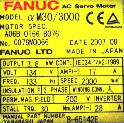 Fanuc A06B-0166-B076 label image