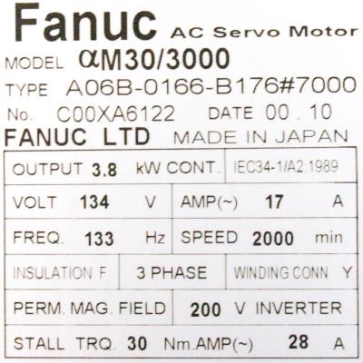 Fanuc A06B-0166-B176-7000 label image
