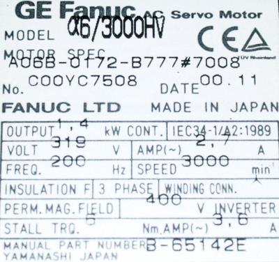 Fanuc A06B-0172-B777-7008 label image
