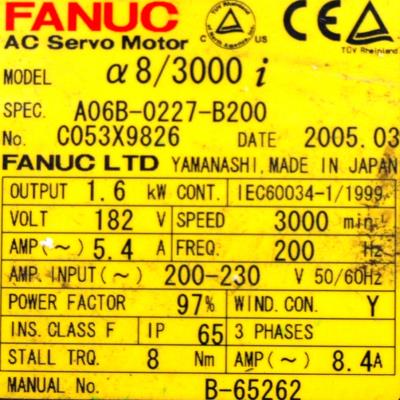 New Refurbished Exchange Repair  Fanuc Motors-AC Servo A06B-0227-B200 Precision Zone