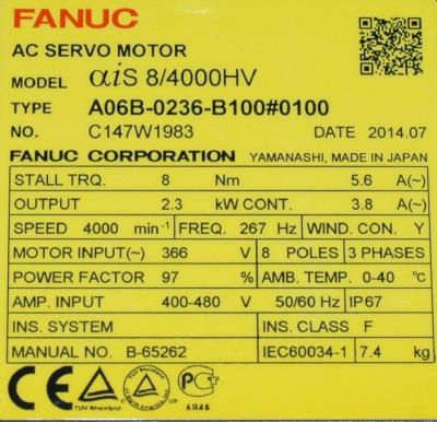 Fanuc A06B-0236-B100-0100 label image