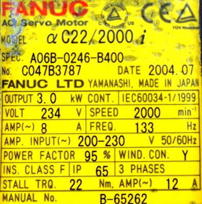 Fanuc A06B-0246-B400 label image