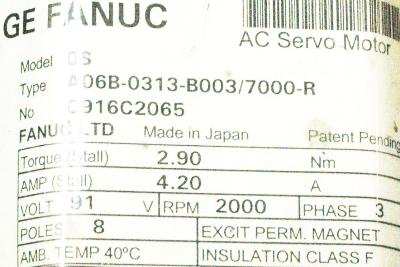 Fanuc A06B-0313-B003-7000 label image