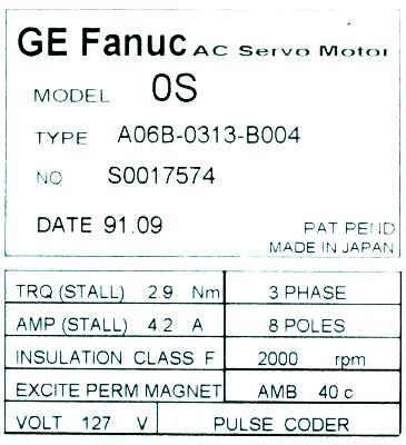 Fanuc A06B-0313-B004 label image
