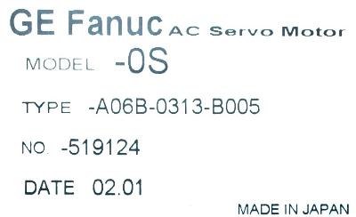 Fanuc A06B-0313-B005 label image