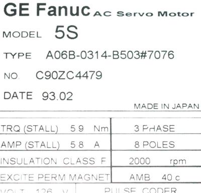 Fanuc A06B-0314-B503-7076 label image