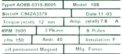 New Refurbished Exchange Repair  Fanuc Motors-AC Servo A06B-0315-B005 Precision Zone