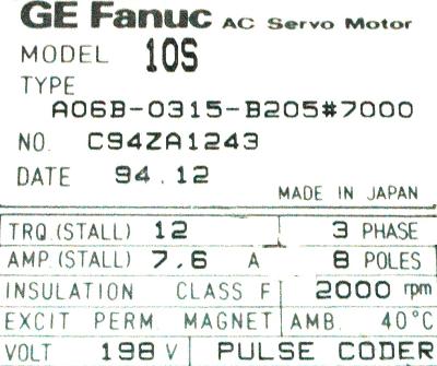New Refurbished Exchange Repair  Fanuc Motors-AC Servo A06B-0315-B205-7000 Precision Zone